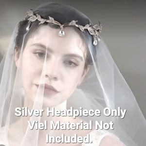 NEW! Retro Baroque Waterdrop Silver Crystal Rhinestone Waterdrop Leaf Tiara.